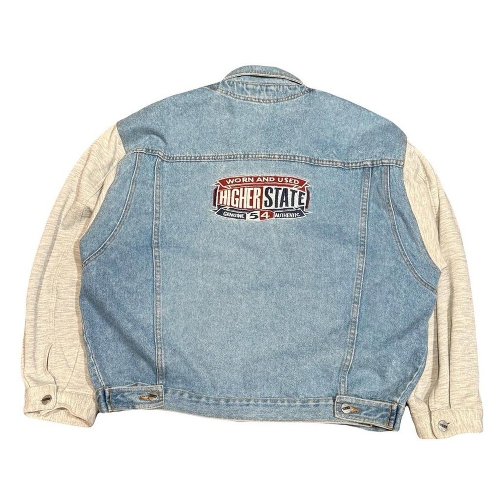 Vintage Higher State Embroidered Colorblock Denim Jacket